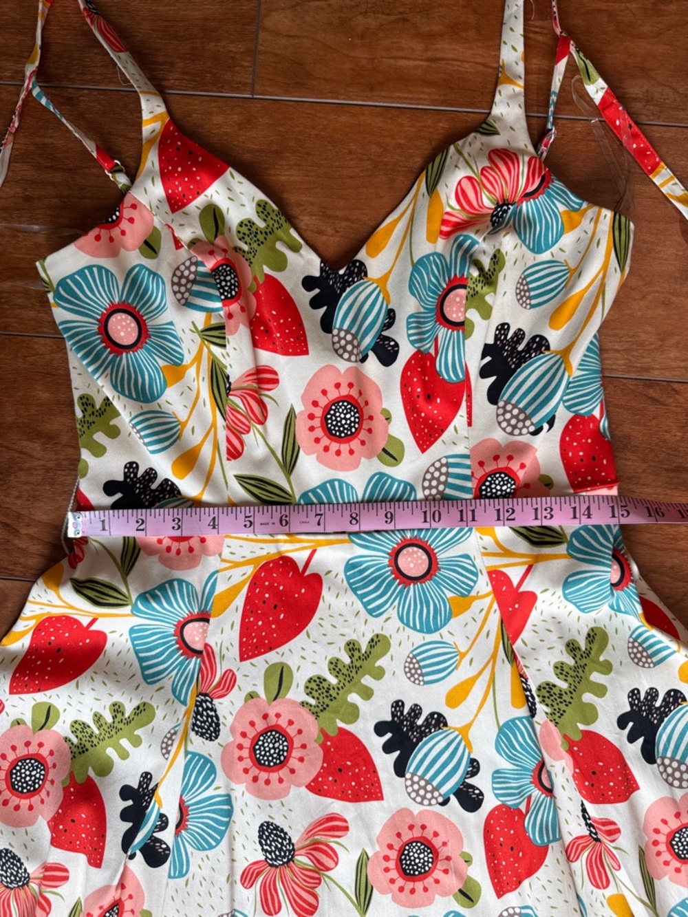 💐 Collectif Floral Tie-Waist Midi Dress Retro Picnic - Picture 15 of 17